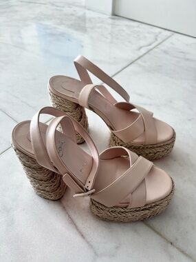 Christian Louboutin Blush Pink Espadrille Platform Sandals
